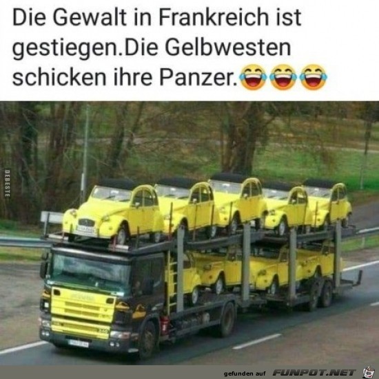 die Gelbwesten schicken ihre Panzer!.........