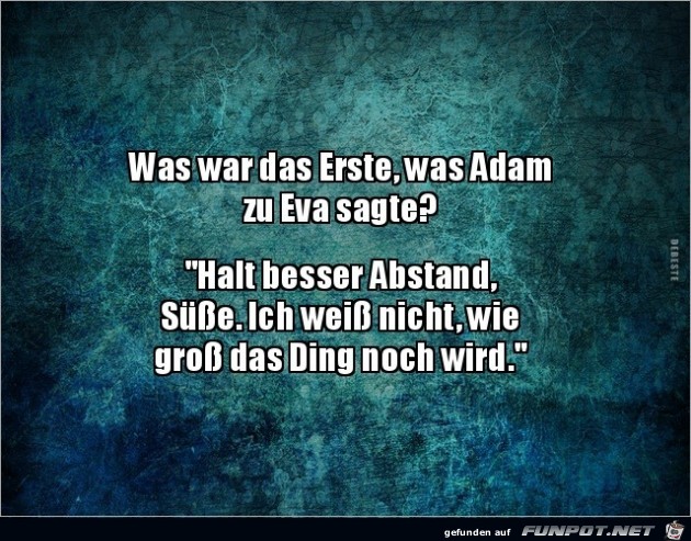 was sagte Adam zu Eva als erstes?........