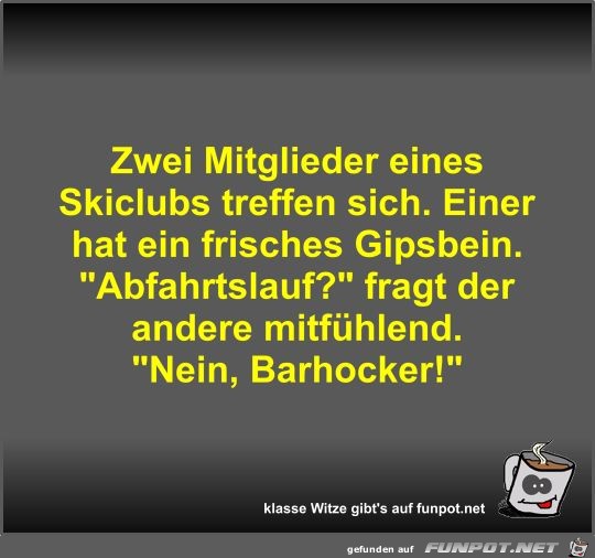 Zwei Mitglieder eines Skiclubs treffen sich