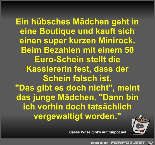 Ein hbsches Mdchen geht in eine Boutique und kauft sich...