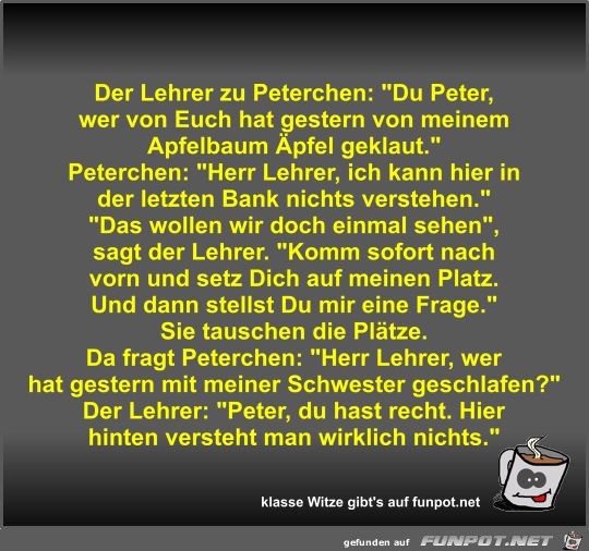 Der Lehrer zu Peterchen