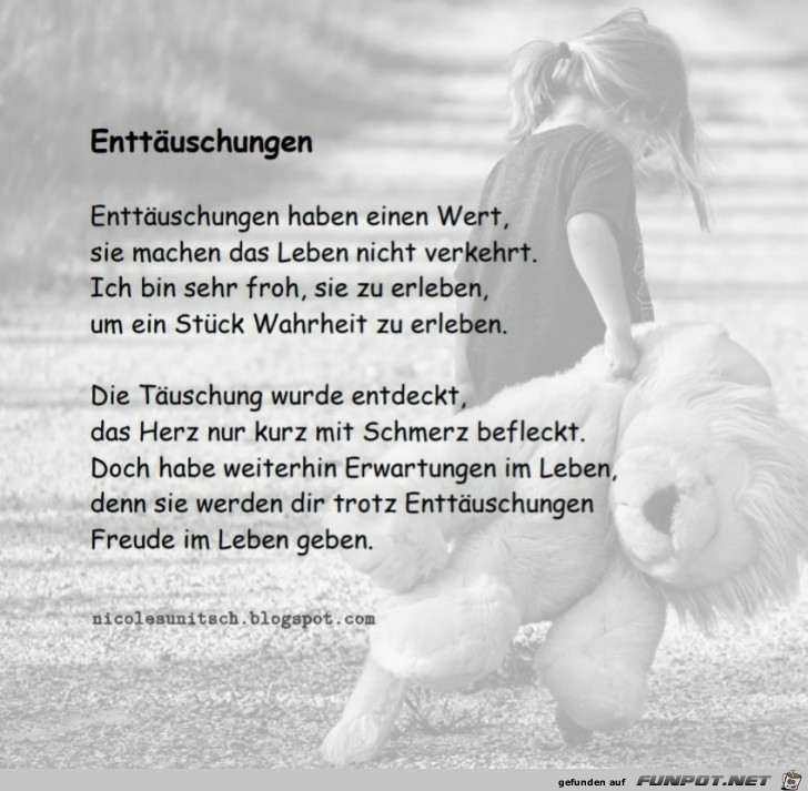 Enttäuschungen - Gedicht von Nicole Sunitsch Enttäuschungen - Gedicht von Nicole Sunitsch