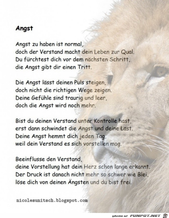 Angst - Gedicht von Nicole Sunitsch Angst - Gedicht von Nicole Sunitsch