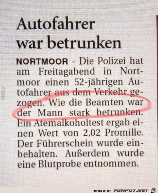 Autofahrer war betrunken...... Autofahrer war betrunken......