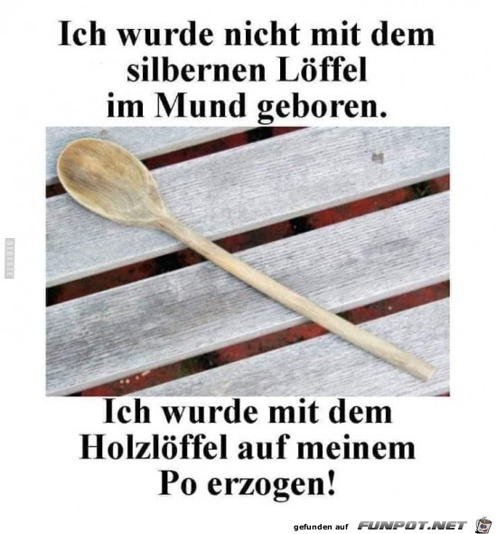 ich wurde nicht mit dem silbernen Löffel erzogen,....... ich wurde nicht mit dem silbernen Löffel erzogen,.......