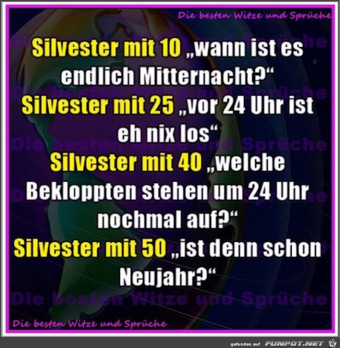 Silvester in den Lebensabschnitten Silvester in den Lebensabschnitten