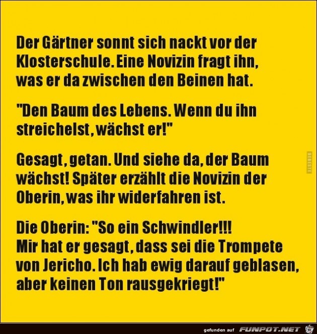 der Grtner sonnt sich nackt vor der Klosterschule......