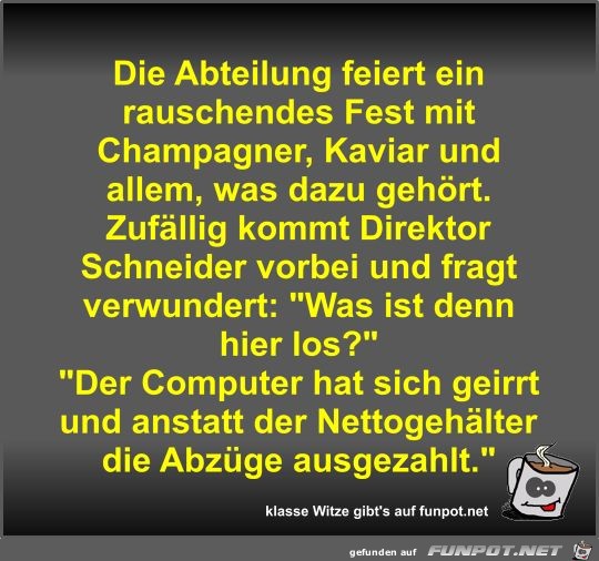 Die Abteilung feiert ein rauschendes Fest mit Champagner Die Abteilung feiert ein rauschendes Fest mit Champagner