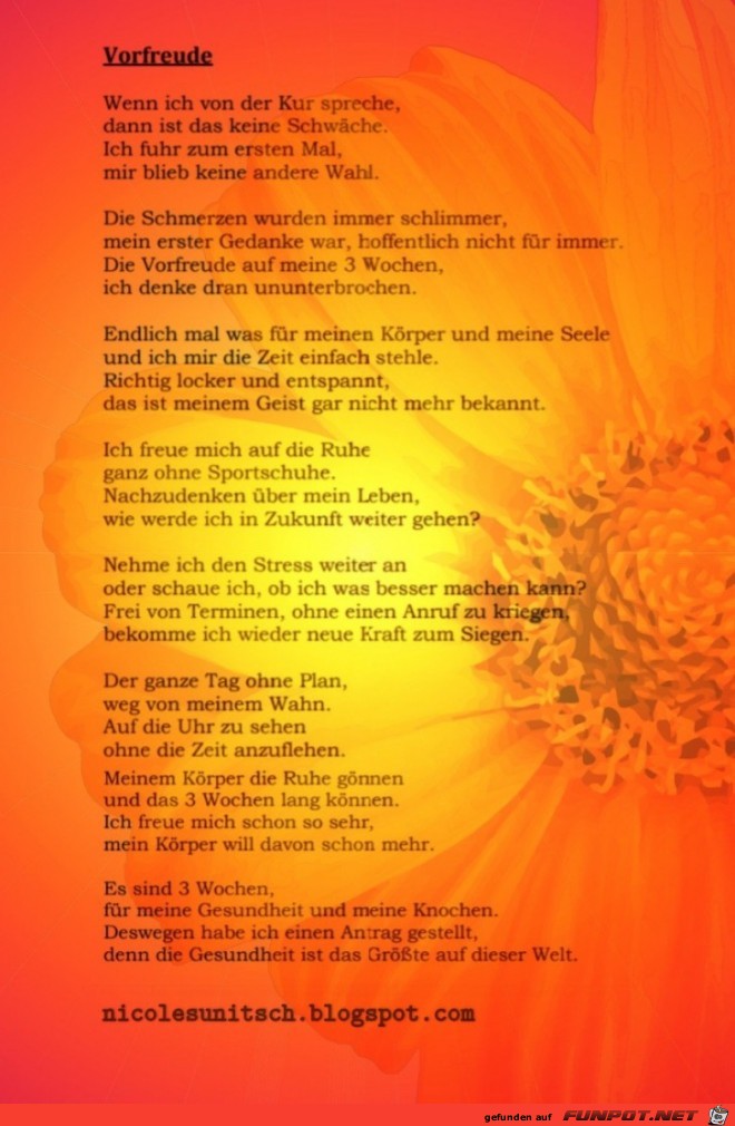 Kur - Auszeit - Gedicht von Nicole Sunitsch Kur - Auszeit - Gedicht von Nicole Sunitsch