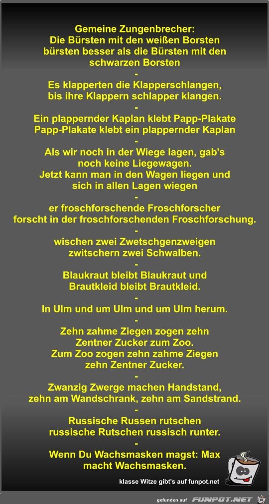 Gemeine Zungenbrecher Gemeine Zungenbrecher