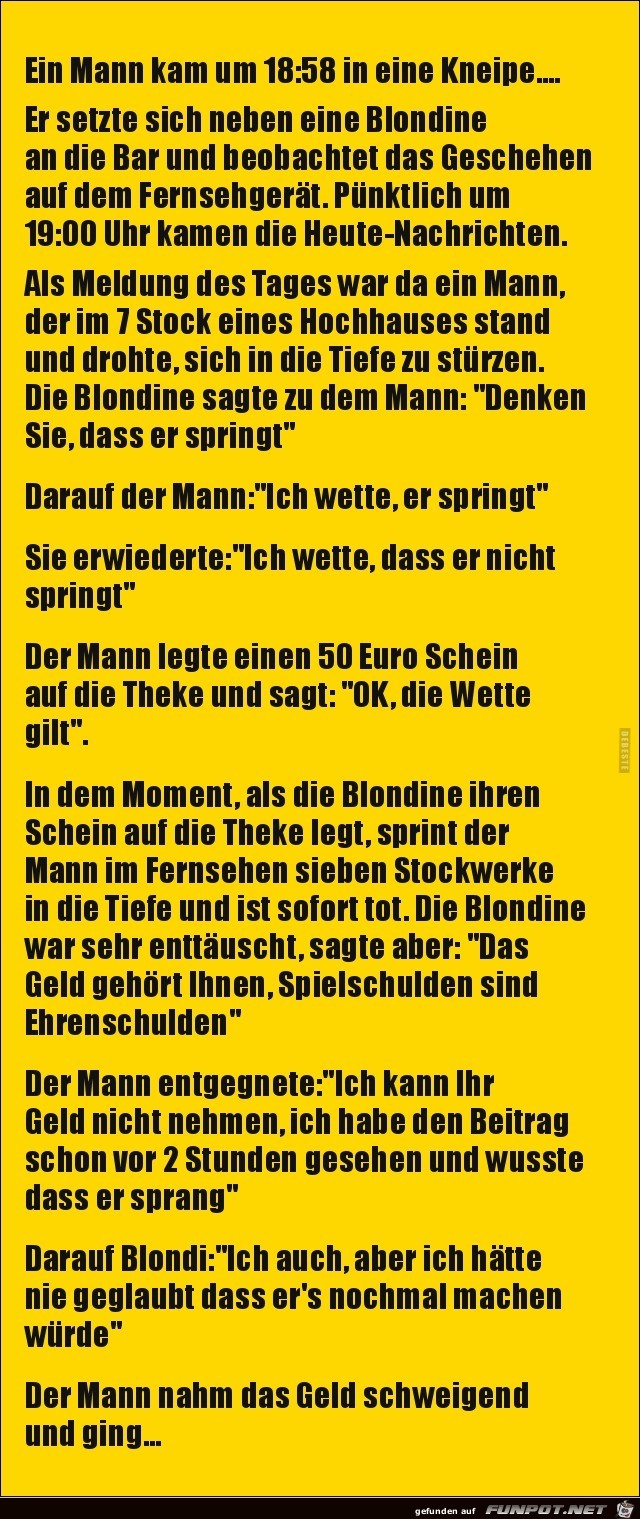 ein Mann kam um 18;58 in eine Kneipe... ein Mann kam um 18;58 in eine Kneipe...