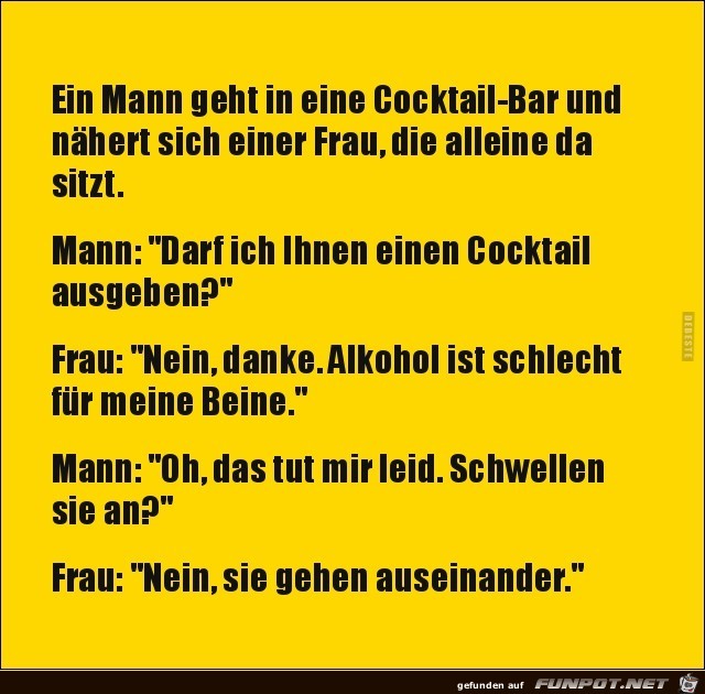 ein Mann geht in eine Cocktaibar......