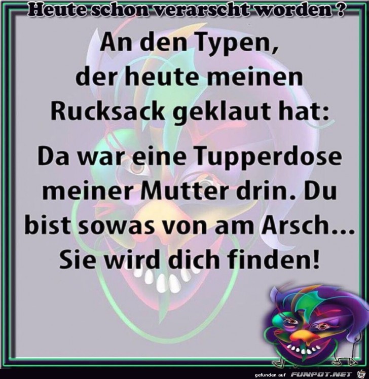 Rucksack geklaut Rucksack geklaut