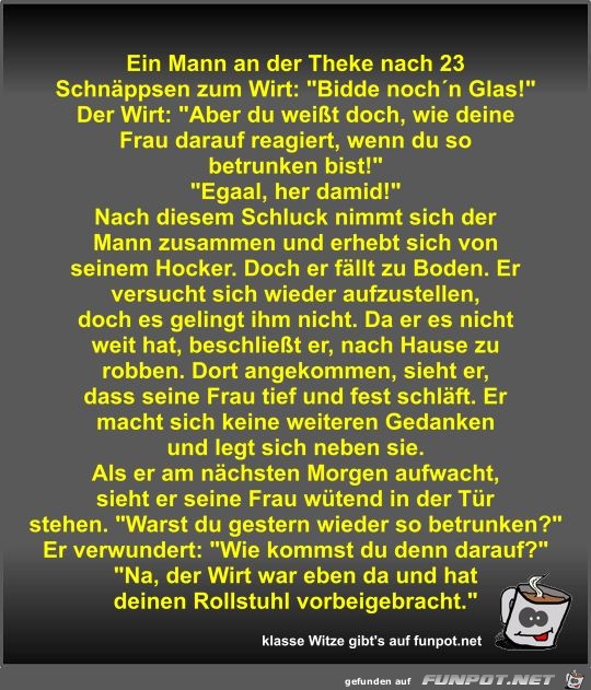 Ein Mann an der Theke nach 23 Schnäppsen zum Wirt Ein Mann an der Theke nach 23 Schnäppsen zum Wirt
