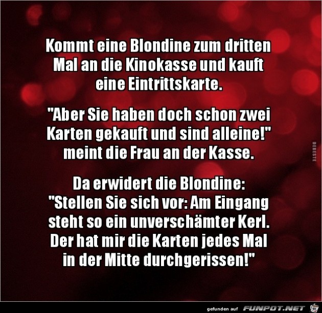 Blondine kauft Kinokarten.. Blondine kauft Kinokarten..