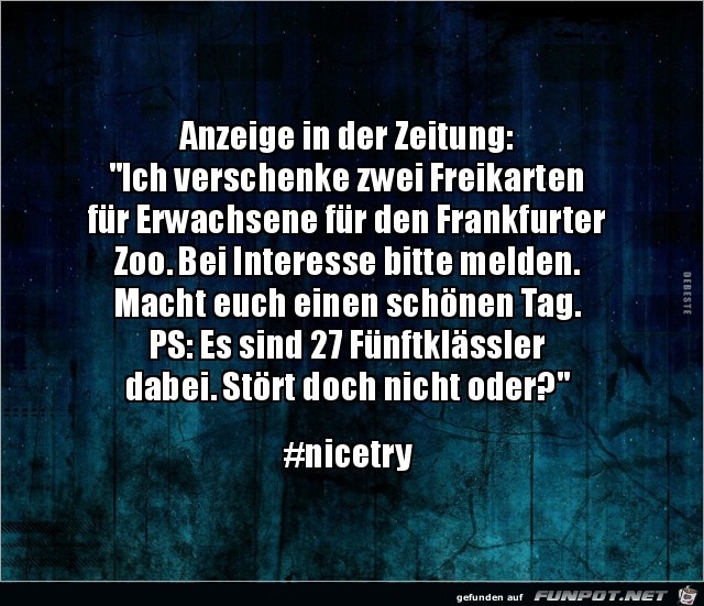 Anzeige in der Zeitung:... Anzeige in der Zeitung:...