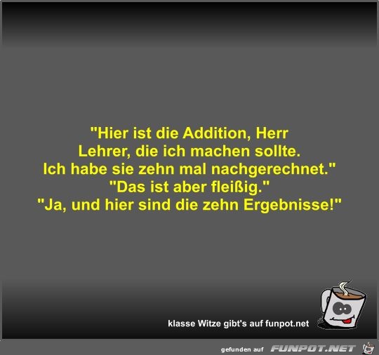 Hier ist die Addition Hier ist die Addition