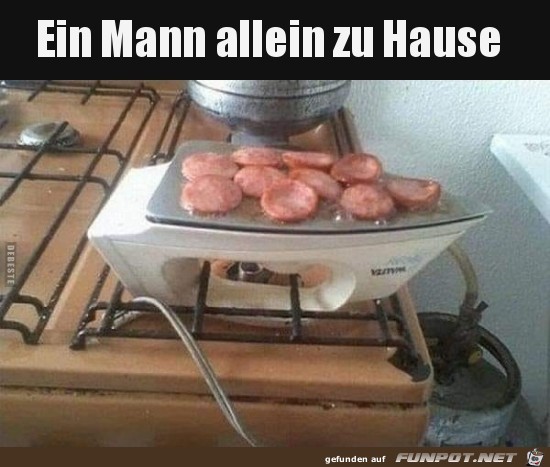 ein Mann, allein zu Hause..