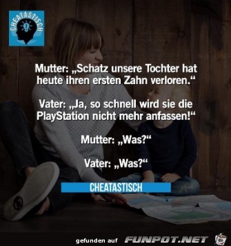 Tochter hat heute ihren ersten Zahn verloren