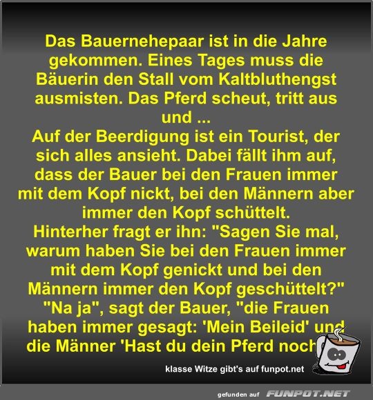Das Bauernehepaar ist in die Jahre gekommen Das Bauernehepaar ist in die Jahre gekommen