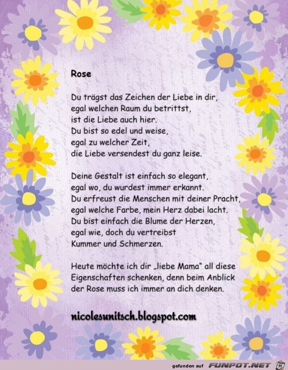 Eine Rose Fur Mama Gedicht Von Nicole Sunitsch