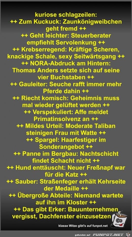 kuriose schlagzeilen kuriose schlagzeilen