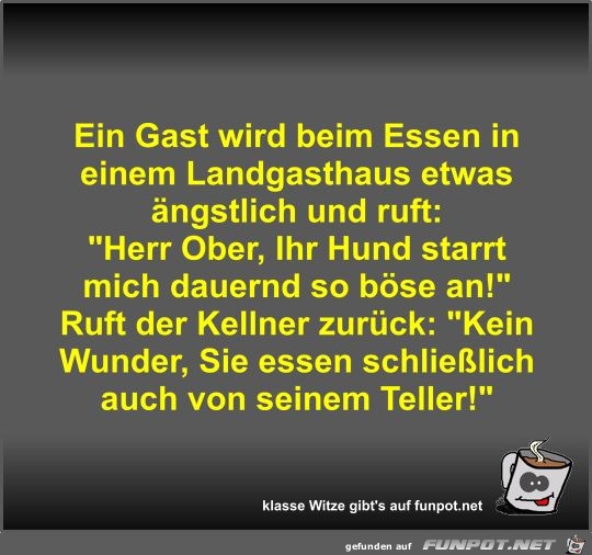 Ein Gast wird beim Essen in einem Landgasthaus etwas... Ein Gast wird beim Essen in einem Landgasthaus etwas...