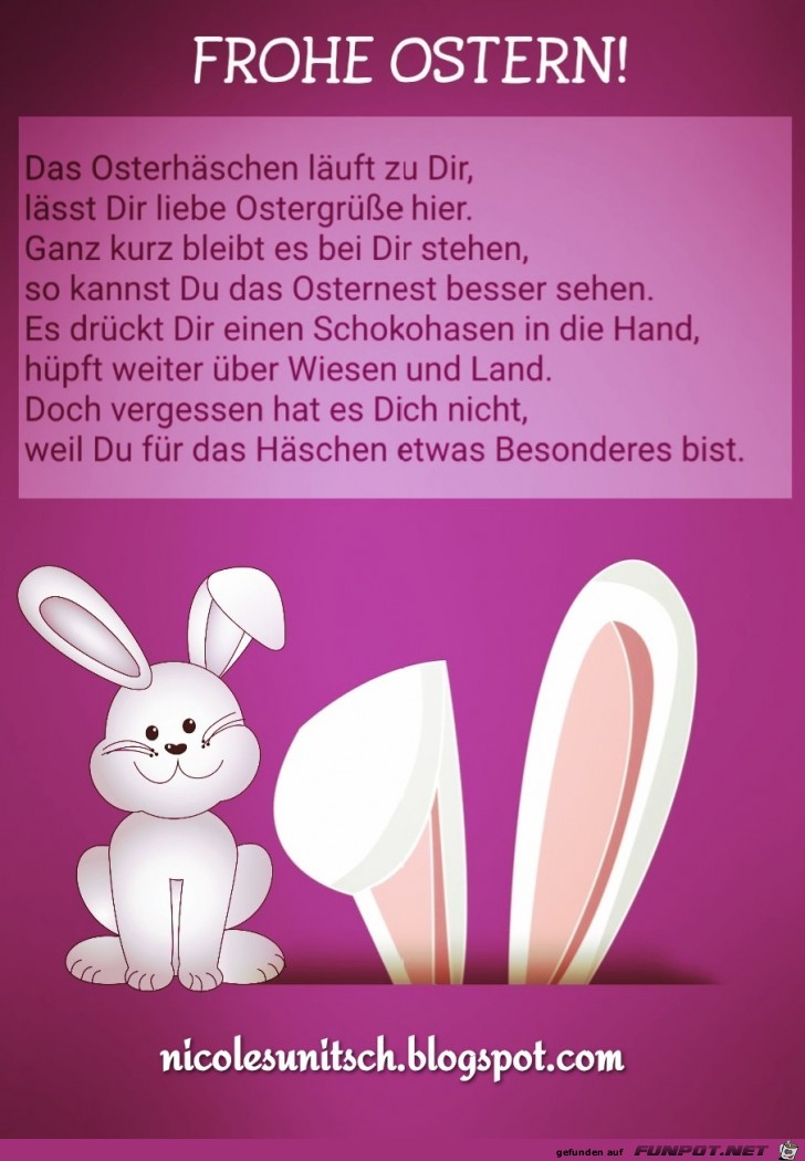 Frohe Ostern - Osterhase - Gedicht von Nicole Sunitsch