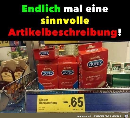 endlich mal eine sinnvolle artikelbeschreibung