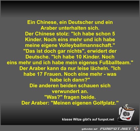 Ein Chinese, ein Deutscher und ein Araber unterhalten sich