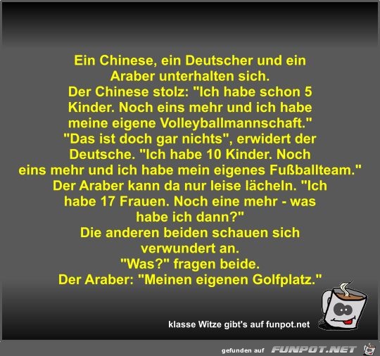 Ein Chinese, ein Deutscher und ein Araber unterhalten sich Ein Chinese, ein Deutscher und ein Araber unterhalten sich