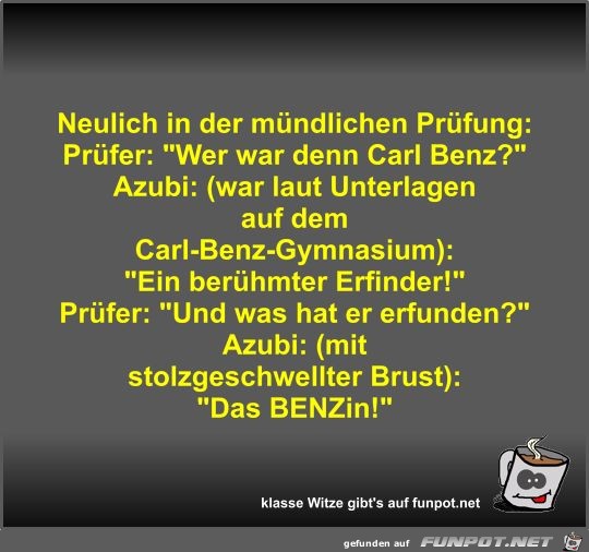Neulich in der mündlichen Prüfung Neulich in der mündlichen Prüfung