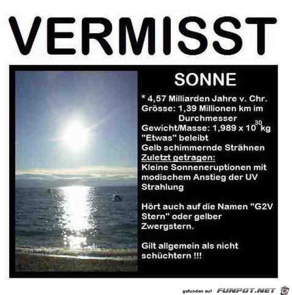 Wo ist die Sonne Wo ist die Sonne