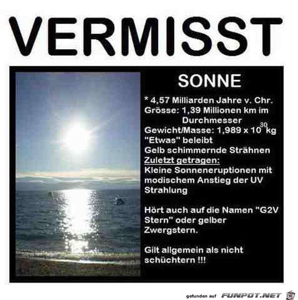 Wo ist die Sonne