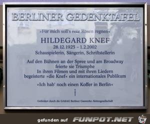 Berliner Gedenktafel Hildegard Knef Berliner Gedenktafel Hildegard Knef