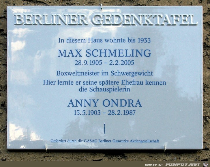 Gedenktafel Max Schmeling Gedenktafel Max Schmeling