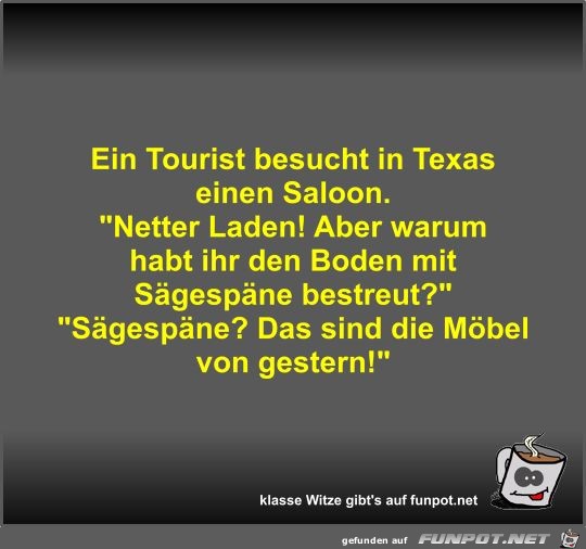 Ein Tourist besucht in Texas einen Saloon