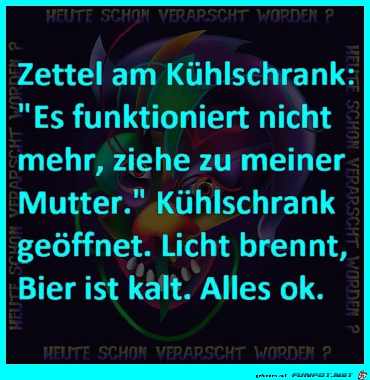 Zettel am Kühlschrank Zettel am Kühlschrank