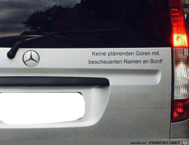Keine plärrenden Gören an Bord Keine plärrenden Gören an Bord