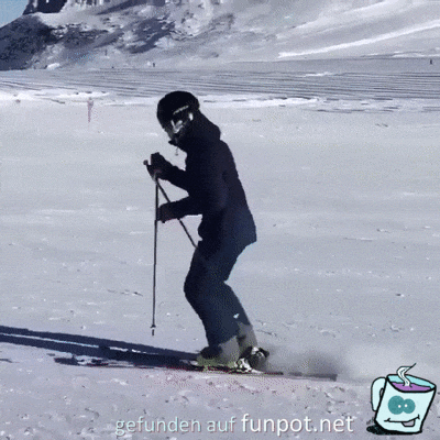 Skifahren mit einem Ski