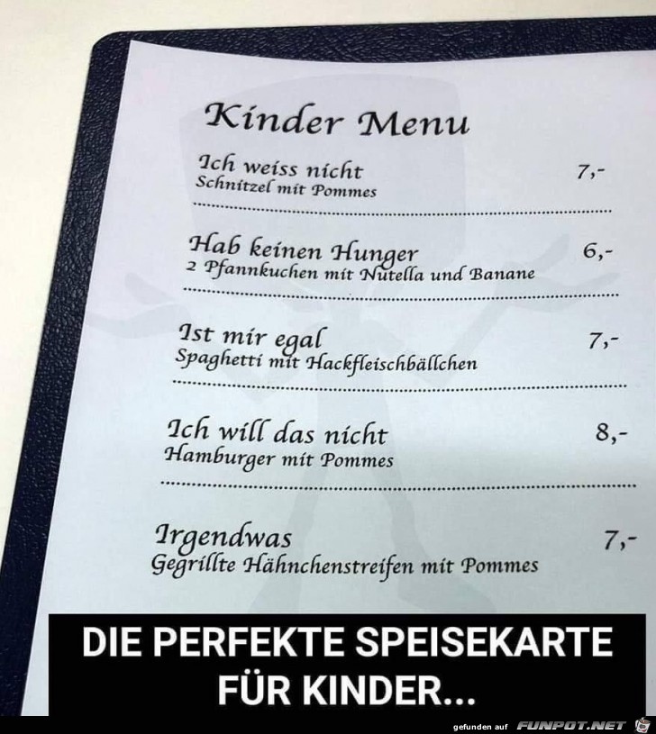 Geniale Speisekarte Geniale Speisekarte