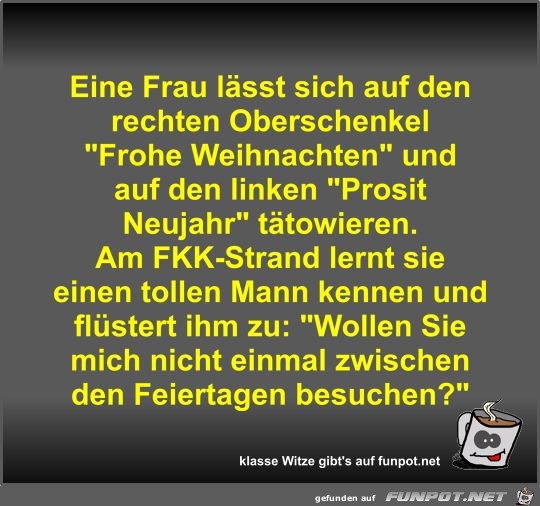 Eine Frau lsst sich auf den rechten Oberschenkel Frohe...