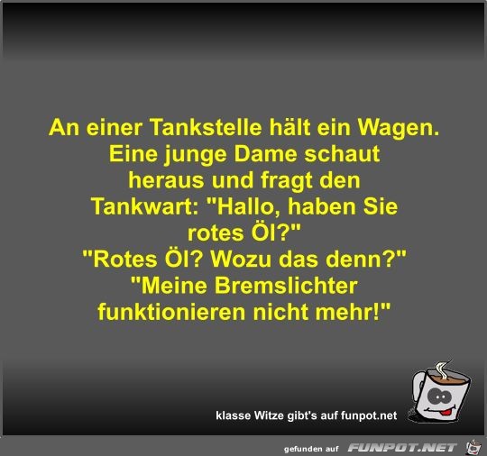 An einer Tankstelle hält ein Wagen An einer Tankstelle hält ein Wagen