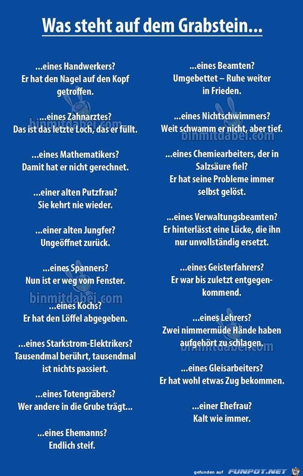 Was steht auf dem Grabstein... Was steht auf dem Grabstein...