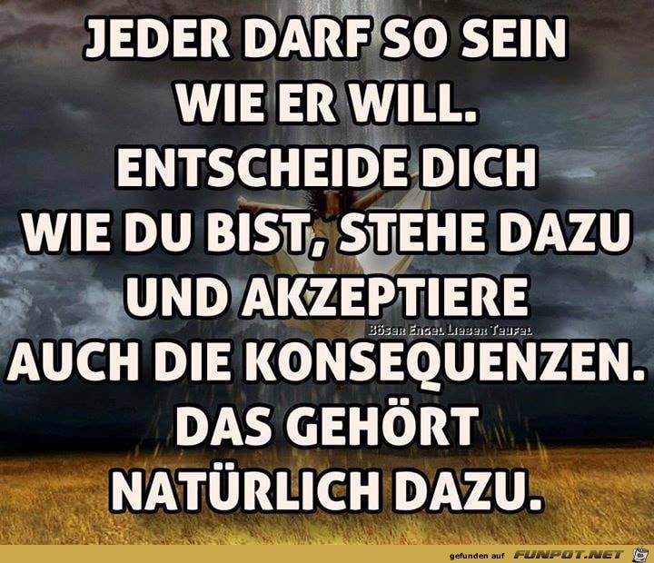 Jeder darf so sein wie er will Jeder darf so sein wie er will