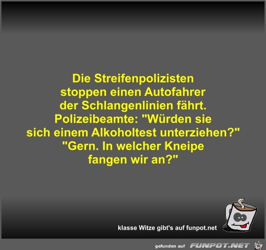 Die Streifenpolizisten stoppen einen Autofahrer der...