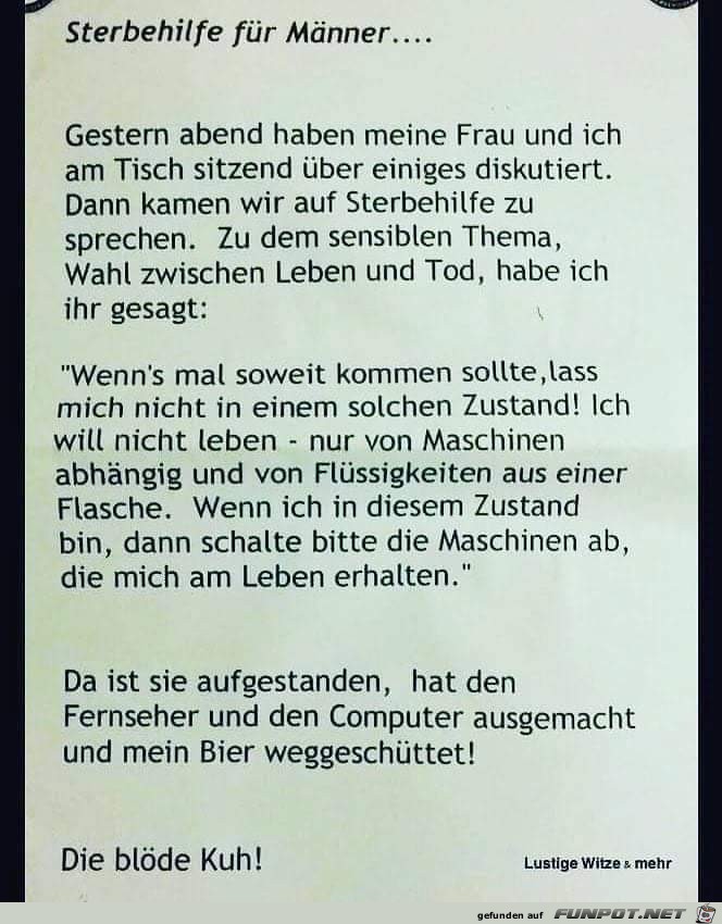 Sterbehilfe für Männer Sterbehilfe für Männer