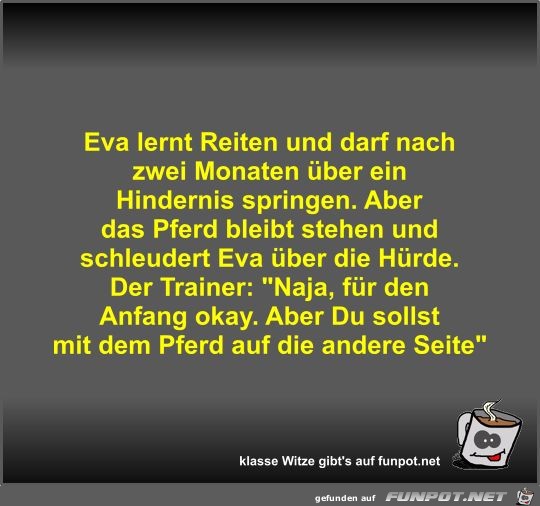 Eva lernt Reiten und darf nach zwei Monaten über ein... Eva lernt Reiten und darf nach zwei Monaten über ein...