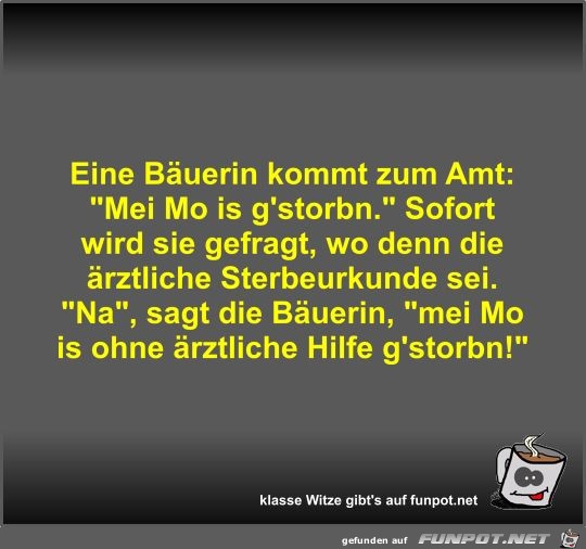 Eine Bäuerin kommt zum Amt Eine Bäuerin kommt zum Amt