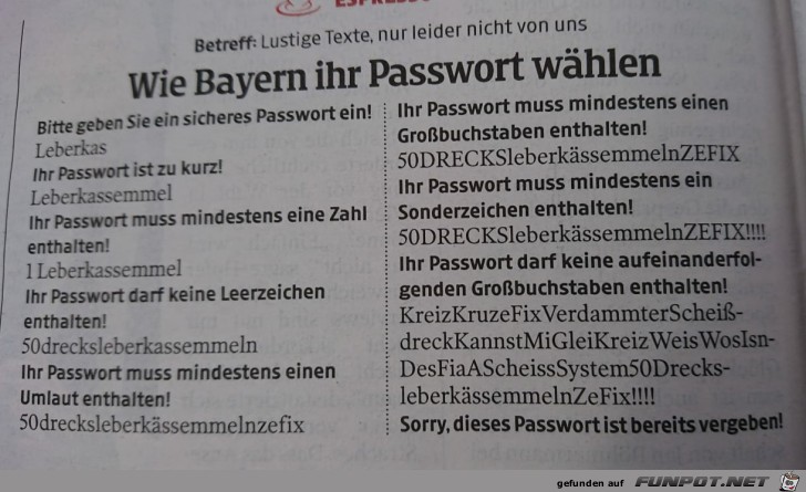 Wie Bayern ihr Passwort whlen...